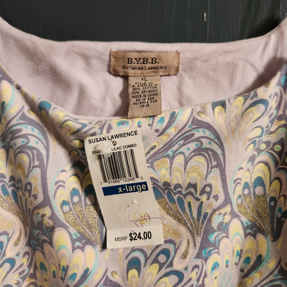 NWT B.Y.B.B. by Susan Lawrence Lilac Combo Tank Top size XL